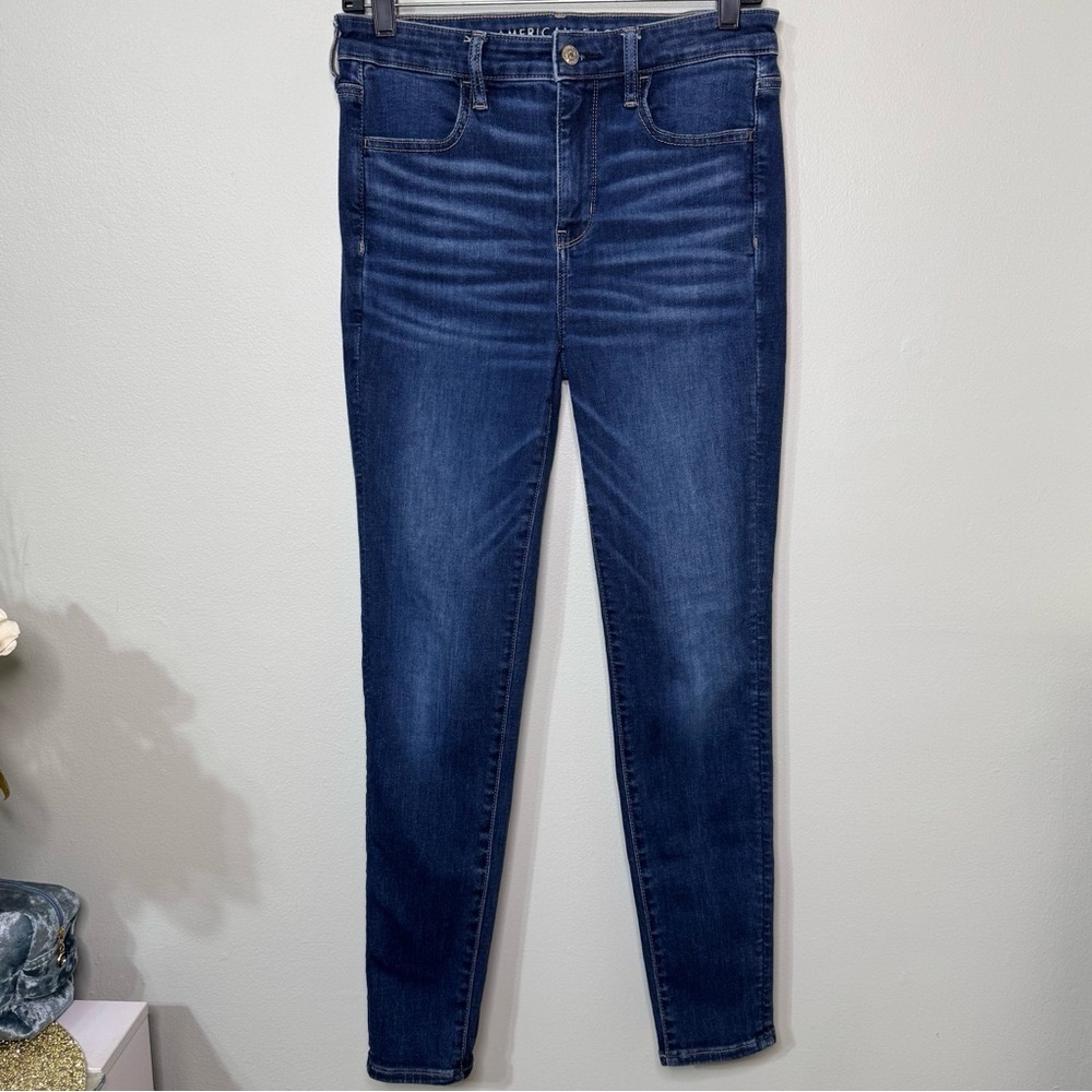 American Eagle AE Next Level High Waisted Jegging Dark Skinny Jeans Size 8 - Picture 3 of 11